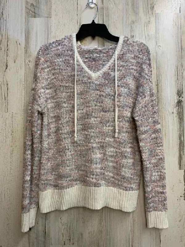 PRE-OWNED MAURICES Tops Size M WHT/PNK LONG SLEEVES TOP/HOODED SWEATER