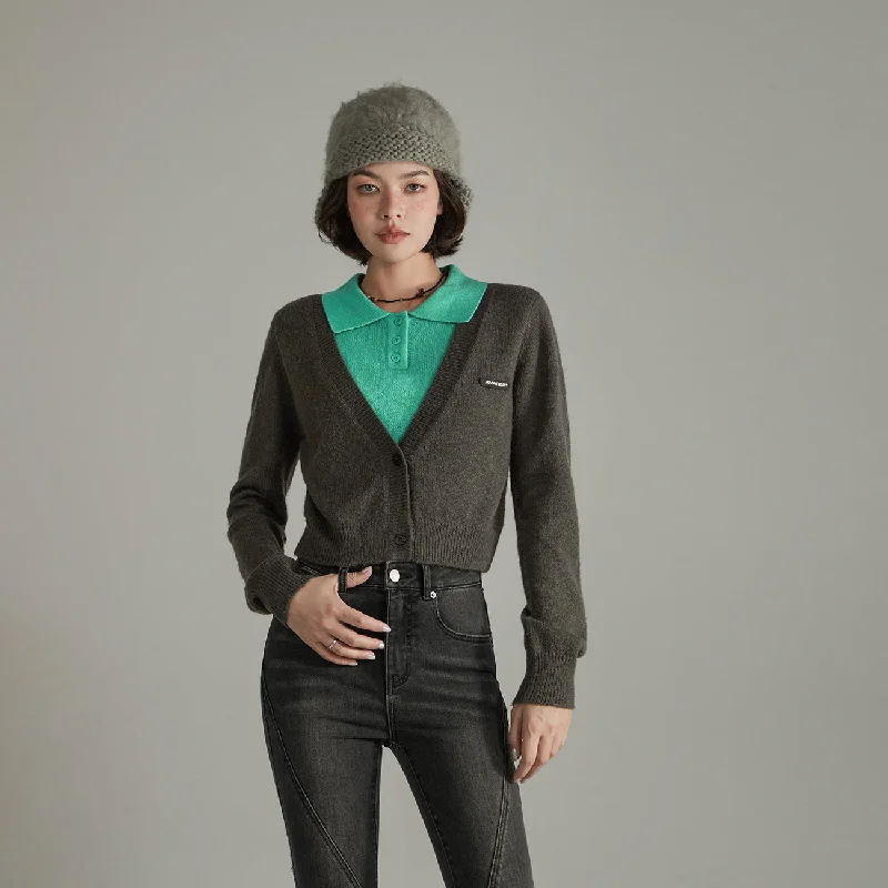 Color Combination Layered Knit Sweater