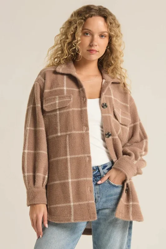 ZSUPPLY: Plaid Tucker Jacket Heather Taupe ZJ213286