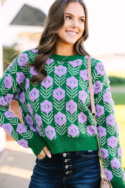 Free Spririt Emerald Green Floral Sweater