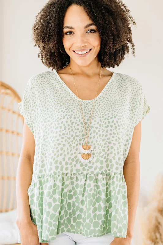 It All Matters Sage Green Leopard Top