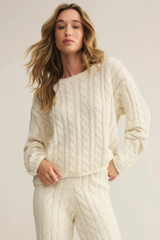 Z Supply: Carol Cable Knit Top in Sea Salt