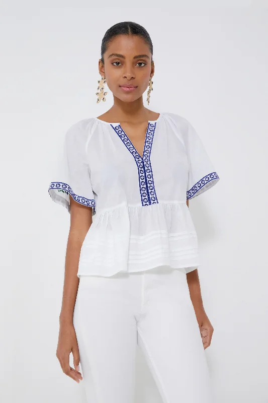 White Multi Short Sleeve Top