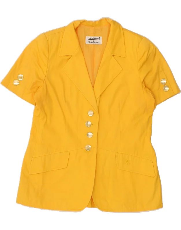 RENATO BALESTRA Womens 4 Button Blazer Jacket IT 44 Medium Yellow Cotton