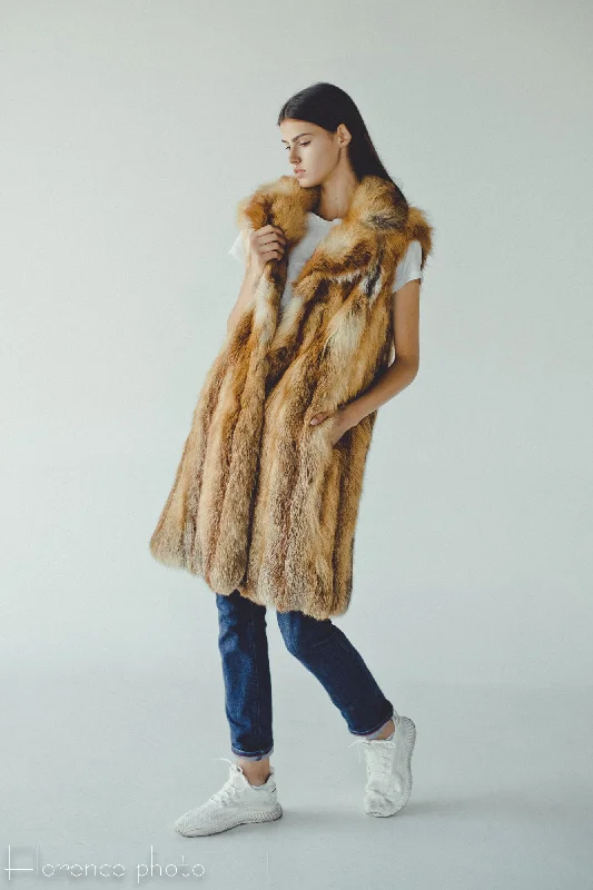 Fox Fur Vest with Collar