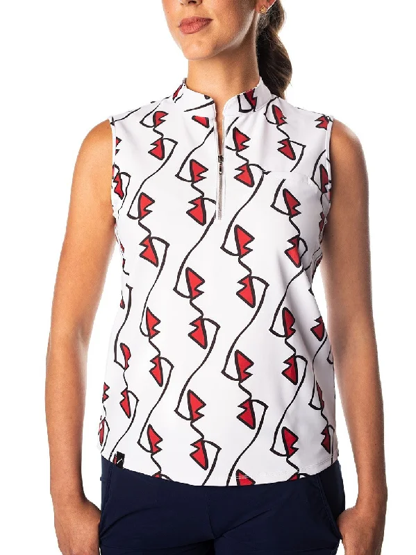 Polly Lip Print Sleeveless Polo - FINAL SALE