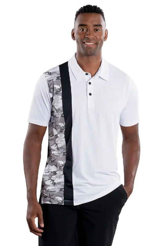 Trey White Black/Camo Vertical Stripe Polo - FINAL SALE