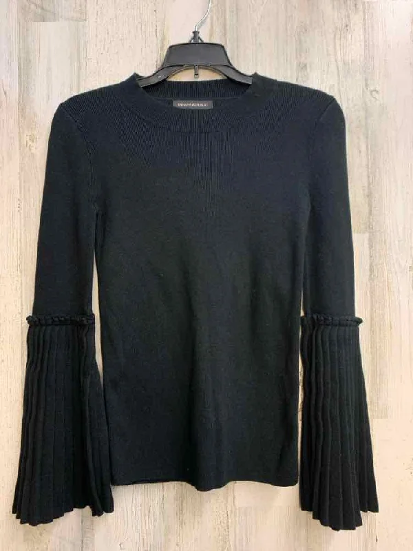 PRE-OWNED BANANA REPUBLIC Tops Size XS Black LONG SLEEVES TOP/CIRCULAR FLOUNCE