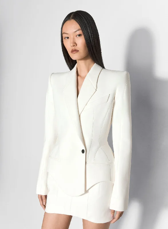 white mugler signature jacket