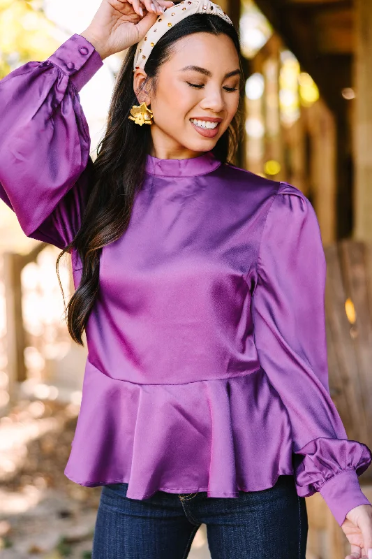 Feeling Fab Orchid Purple Satin Blouse