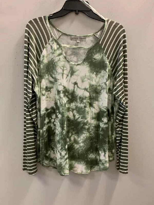 ABSOLUTELY FAMOUS Tops Size XL GRN/WHT TIE DIE TOP