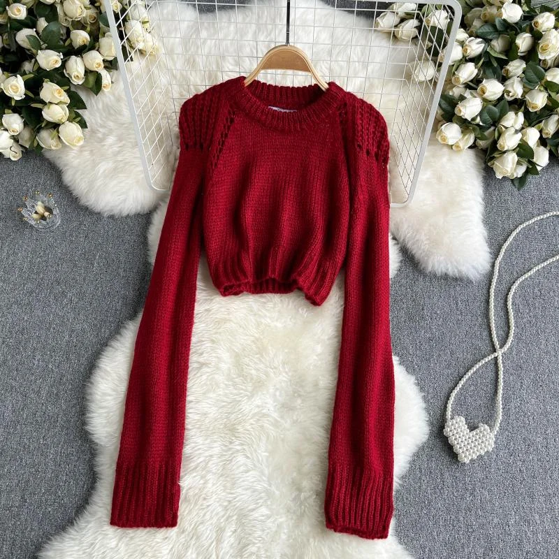 Long sleeved sweater female autumn new hollow out design  1600