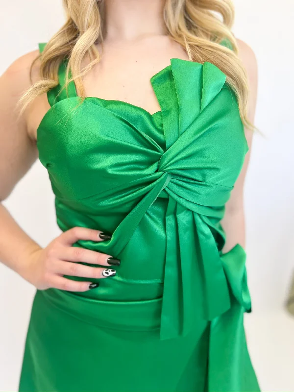 Green Bow Bustier Top