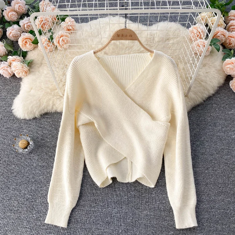 Sweet temperament V-Neck Sweater women's Pullover fashion sweater  1625