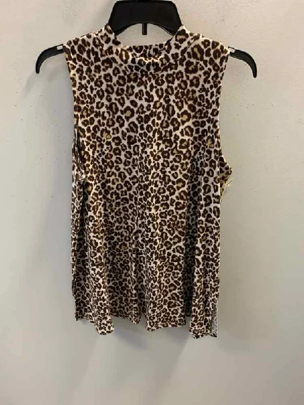 PINK ROSE Tops Size XL TAN/BRN/BLK LEOPARD TOP