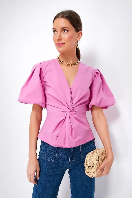 Opera Pink Rebel Cotton Poplin Short Sleeve Top