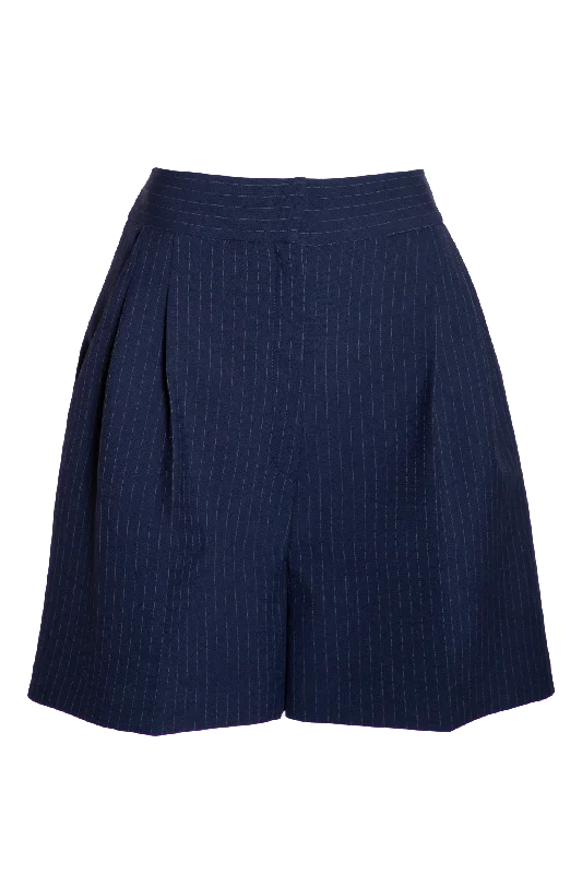 MARIS Pinstripe High-Waisted Shorts - Dark blue