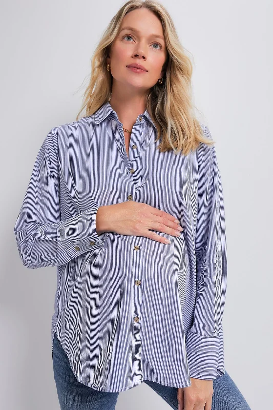 Navy and White Microstripe The Classic Buttondown