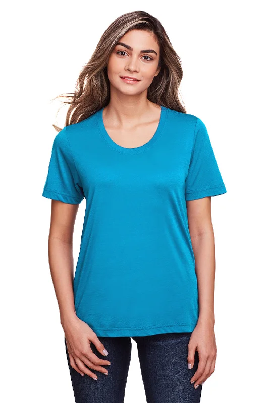 Core 365 Womens Fusion ChromaSoft Performance Moisture Wicking Short Sleeve Scoop Neck T-Shirt - Electric Blue