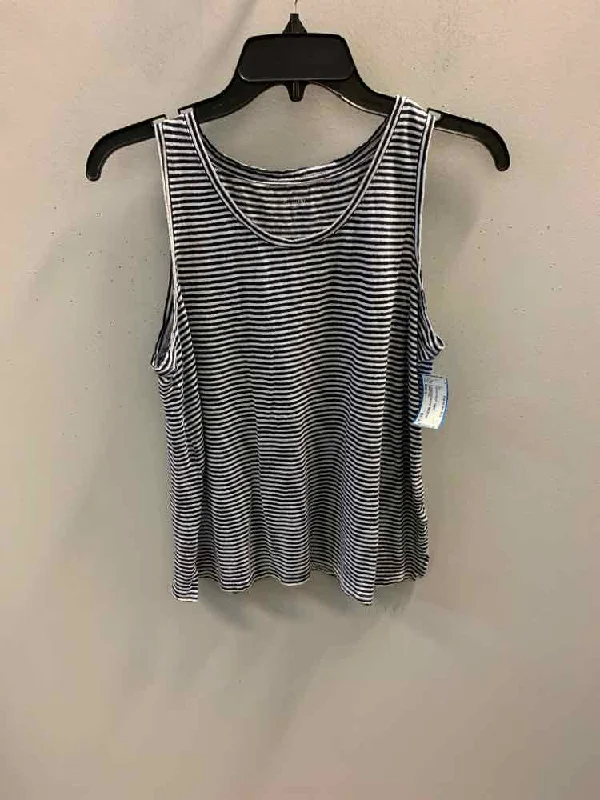 GARNET HILL Tops Size L WHT/NAVY Stripe TOP