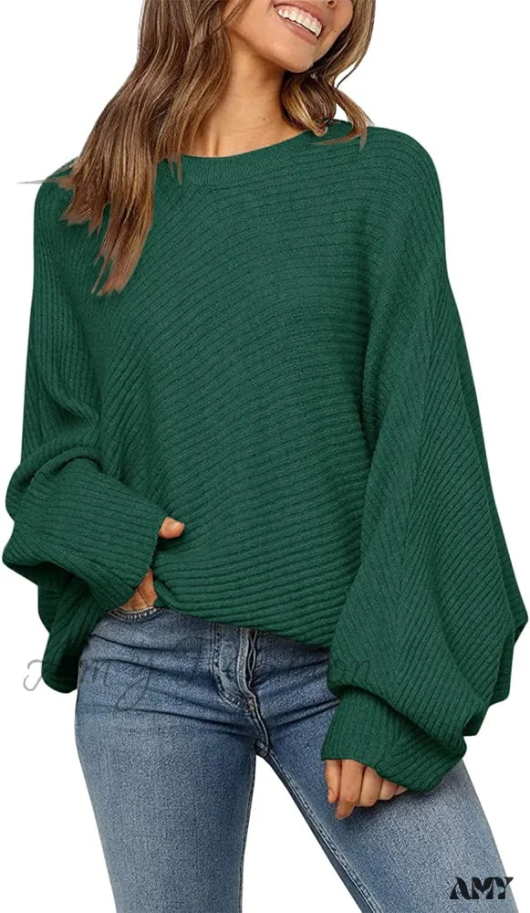 Amy Fashion - Women's Oversized Long Bat Sleeve Sweater