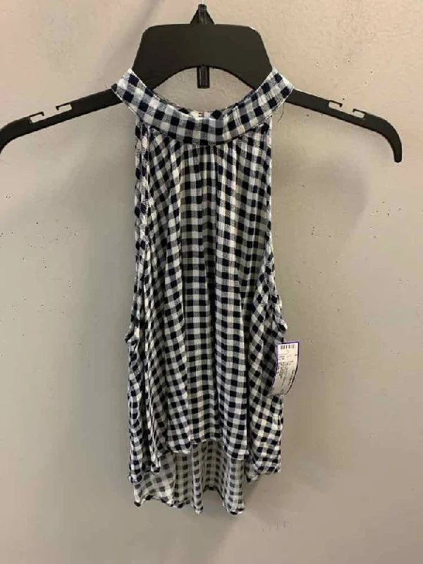 XHILARATION Tops Size S NVY/WHT Checkered SLEEVELESS TOP