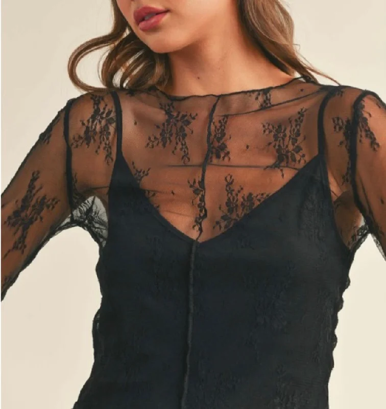 Sheer Lace Top in Black