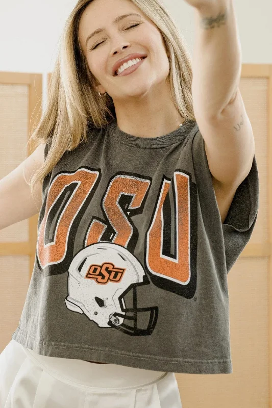 Livy Lu: OSU Oklahoma State Cowboys Helmet Fade Tank Top in Black