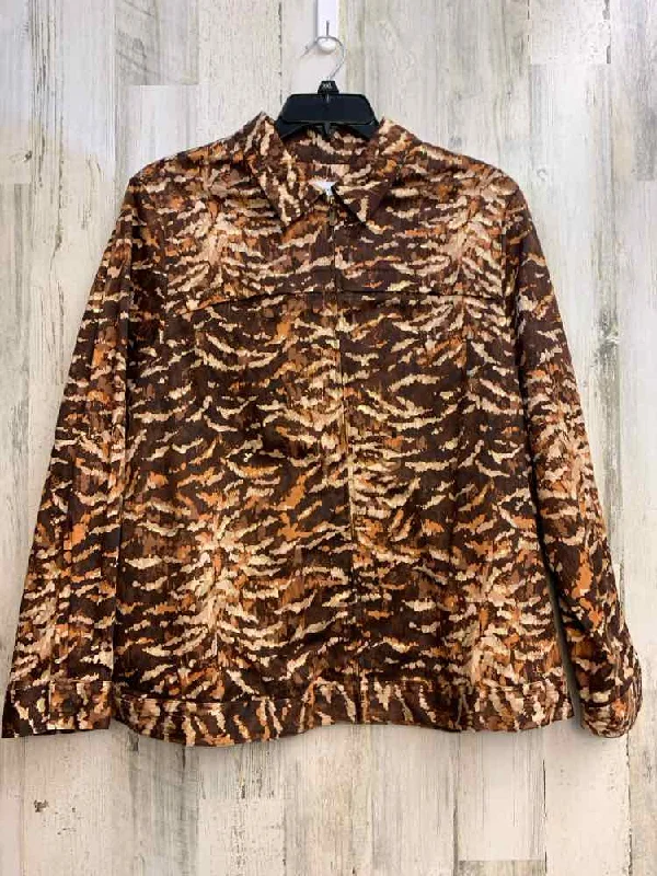 ALFRED DUNNER Tops Size 16W BROWN/GOLD Animal Print JACKET Jacket