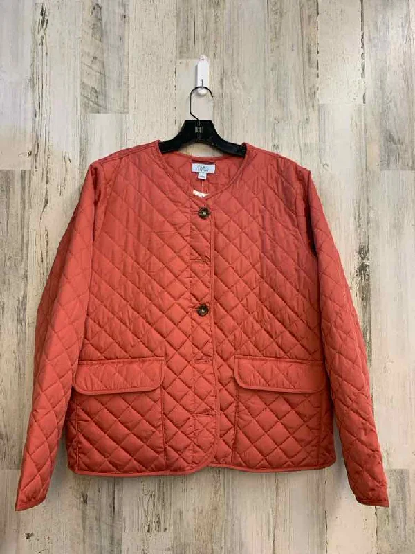 PRE-OWNED CROFT & BARROW Tops Size L Peach LONG SLEEVES Jacket/QUILTED BUTTON UP