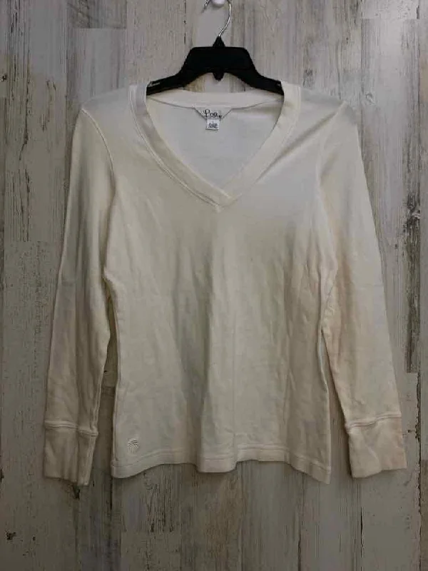 PRE-OWNED LILLY PULITZER Tops Size L Cream LONG SLEEVES /V NECK TEE TOP