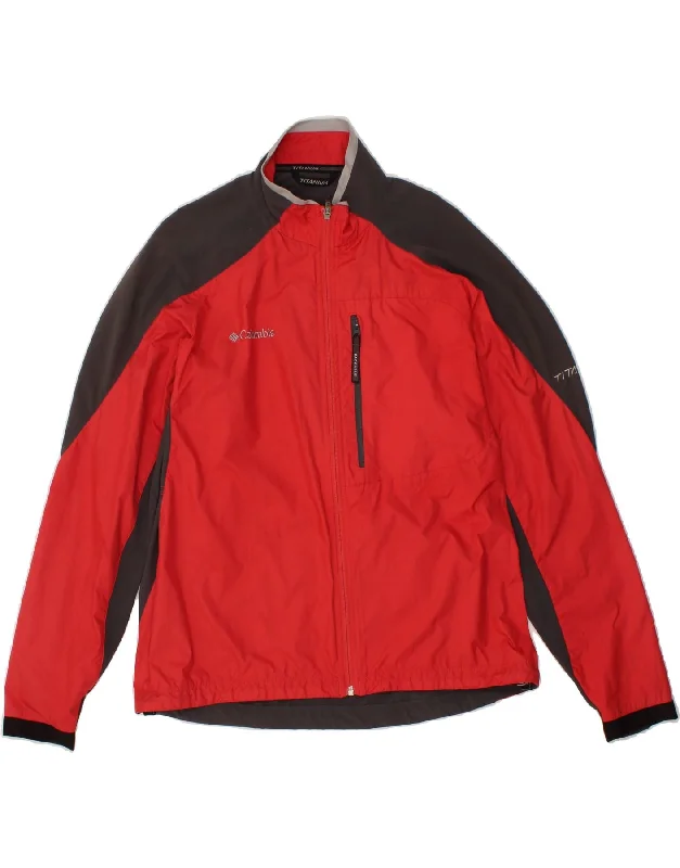 COLUMBIA Womens Titanium Rain Jacket UK 16 Large Red Colourblock Polyester