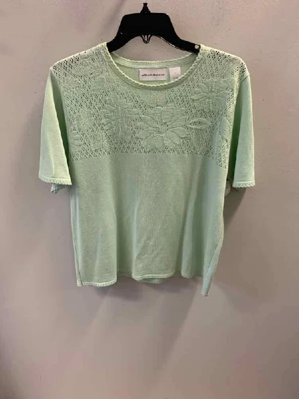 ALFRED DUNNER Tops Size L LT GREEN Floral TOP